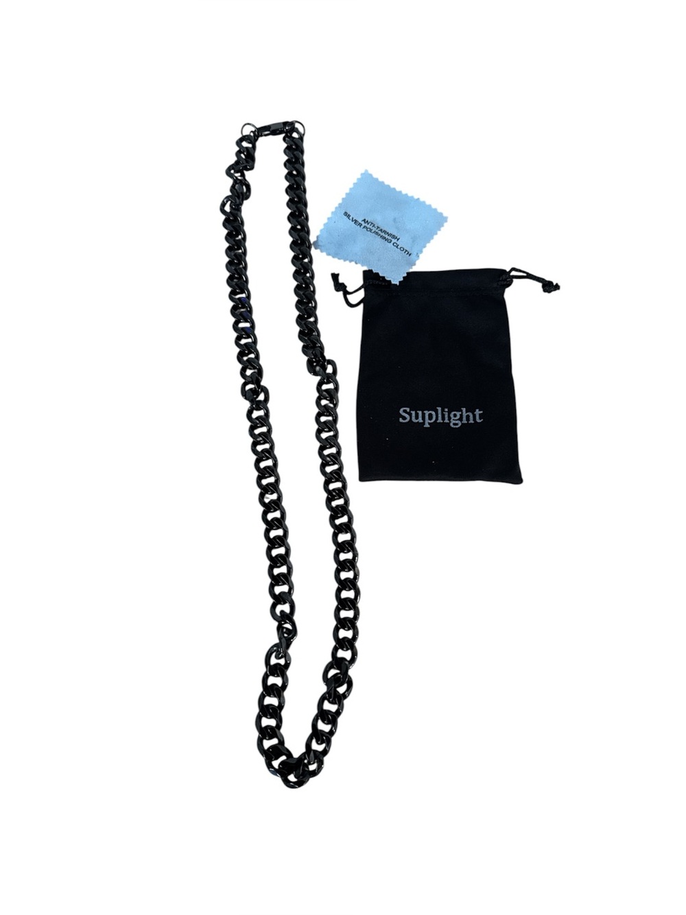 Suplight Black Cuban Link Chain Necklace 30” NEW